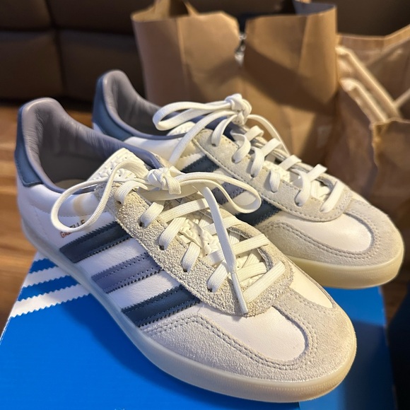 adidas Shoes - Adidas samba size 4 White and Blue Casual Sneakers